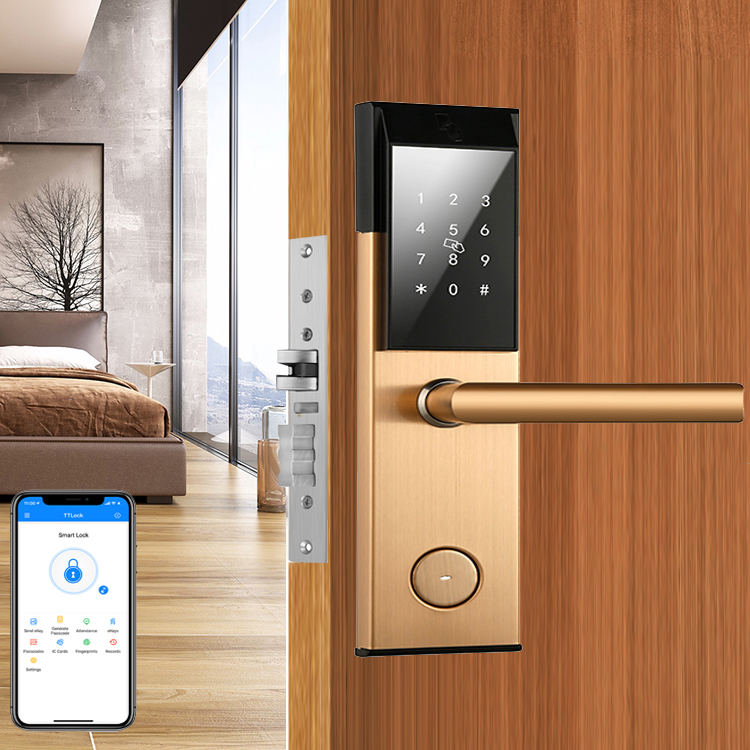 Electronic Security Apartment Smart Door Lock APP Digital Keypad IC Card For Home
