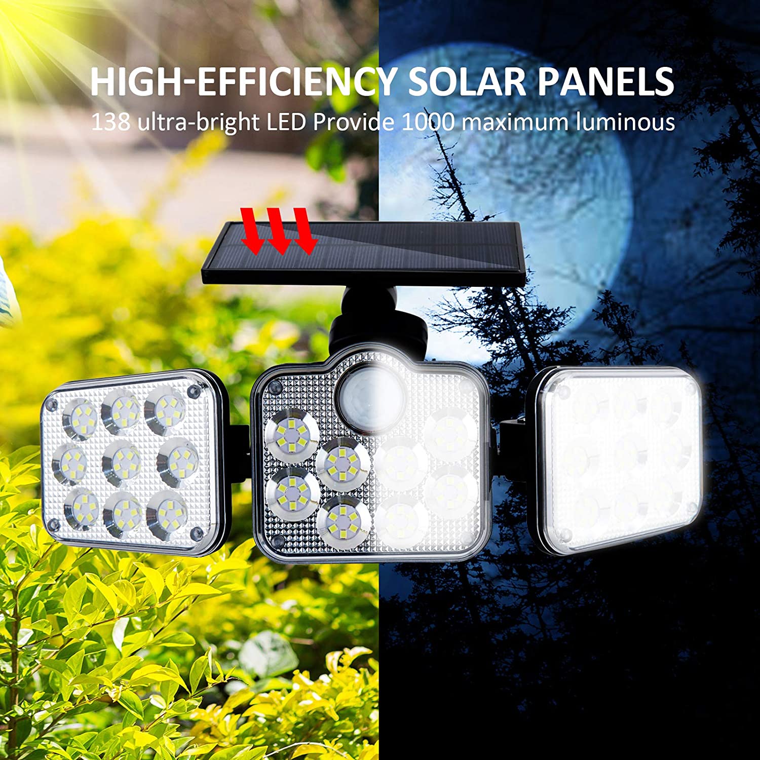 6500K 1.8W Outdoor LED Solar Lamp 270 Wide Angle 3.7V 2400mah