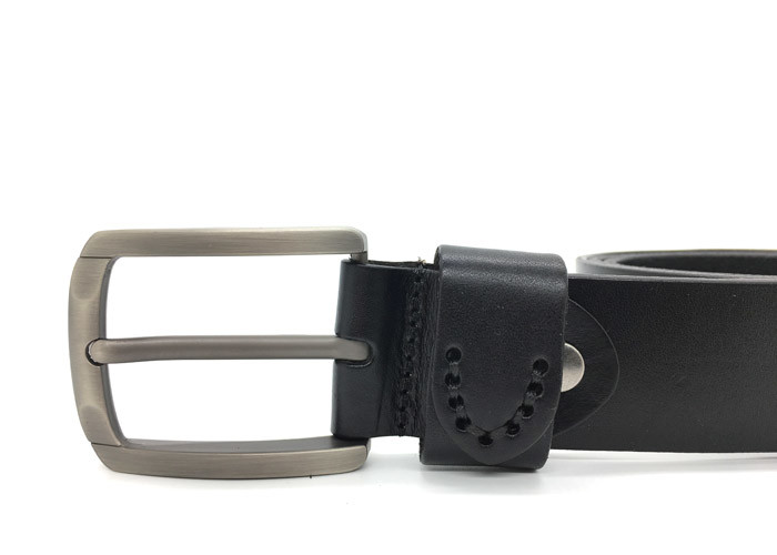 Fashionable Mens Casual Black Belt With 3 Rows Punching Classic Prong Buckle