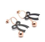 Rose Gold Plated Plain Ribbon Bow Tassel Stud Earrings Women Fashion Jewelry ,