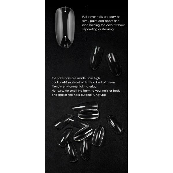 French Style Pure Only 500pcs Clear/nature Practice Display Thin Round Shape Nail Tips for Professional