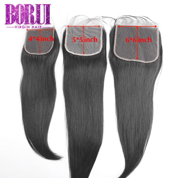 Natural Hairline Human Hair Lace Closure Preplucked Virgin Straight Style 5x5