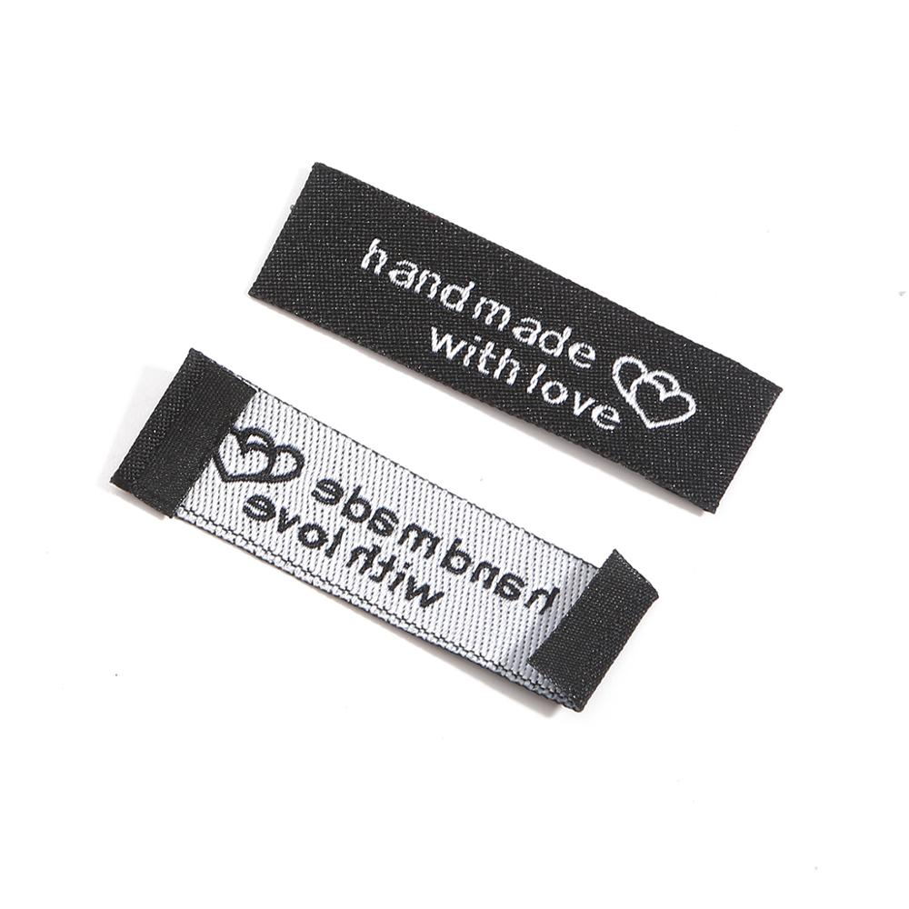 Customized Garment Label for Clothes accessories Folded Woven Pink Label