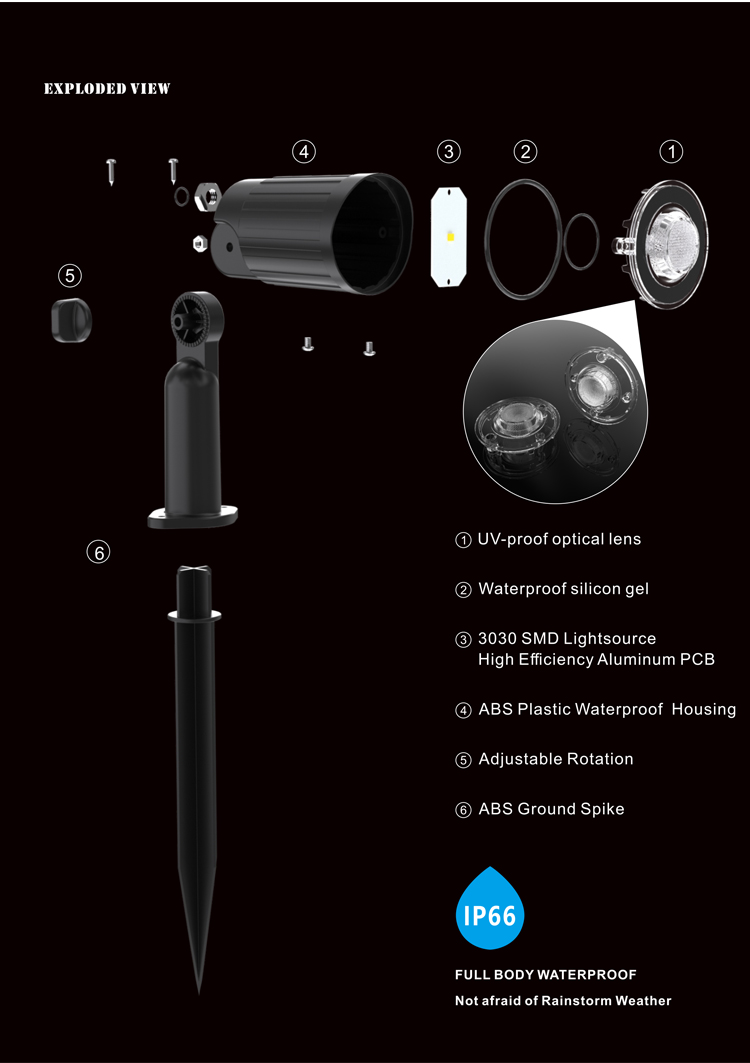 Six Heads IP66 LED Solar Pathway Lights 6500K For Outdoor Garden Walkway