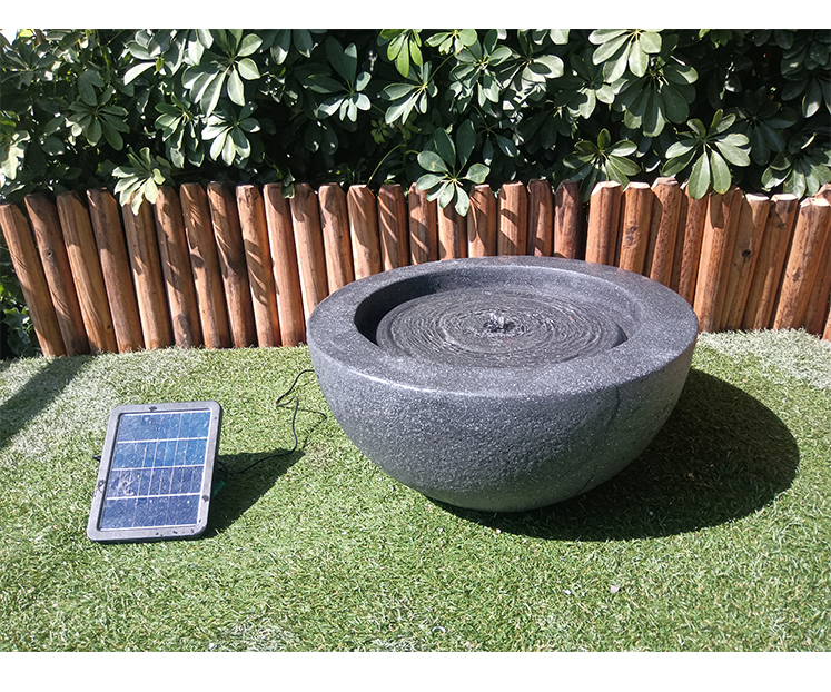 Max Flow 200L/H Solar Water Fountain with Sandstone Bowl Outdoor Water Pump 8V/1W