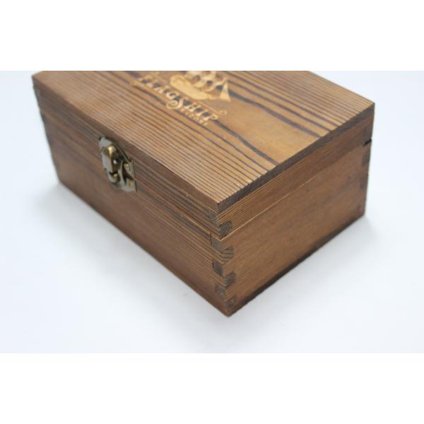 Retro Vintage Handmade Wooden Jewelry Box , Pine Unfinished Wood Box with dark wood color