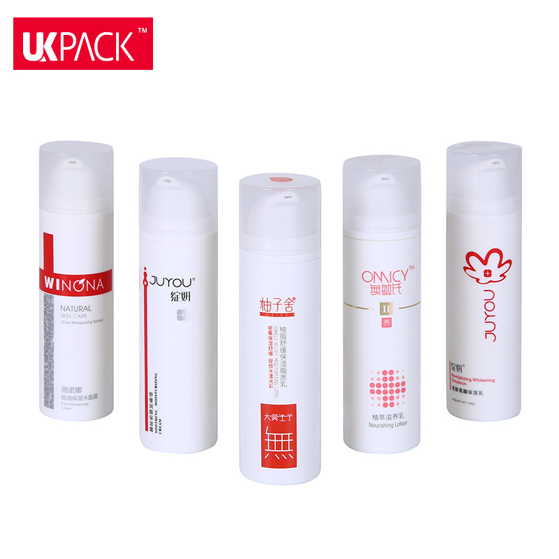 Cosmetic Packaging White PP Airless Pump Bottles Sunblock Cream Bottle Custom Color