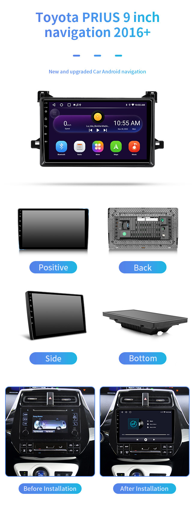 Carplay Wifi 9 Inch For Toyota PRIUS 2016+ Touch Screen Car Navigation