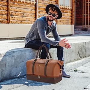 PU Leather Weekender Bag , Travel Duffel Bags With Shoe And Laptop Compartment