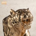 Lifesize Resin Tiger Statue Golden Fiberglass Animal Figurine Indoor Decoration
