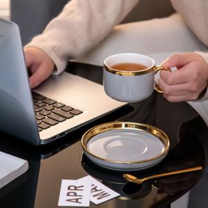 Wholesale Ceramic Cappuccino Tea Cups Saucers Set With Spoon In Chaozhou Porcelain from china suppliers
