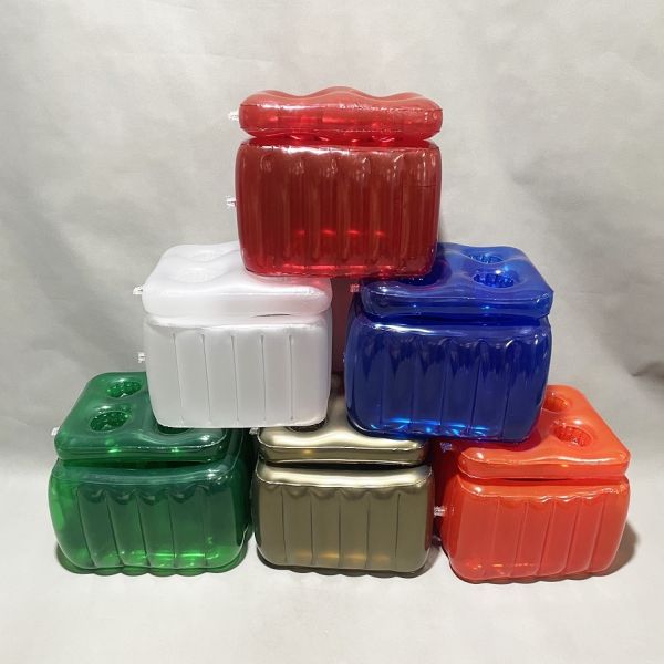 Inflatable Floating Ice Cooler with Lid, Customizable PVC Pool Drink Cooler with Cup Holders for Summer Parties, OEM ODM Supported Customizable