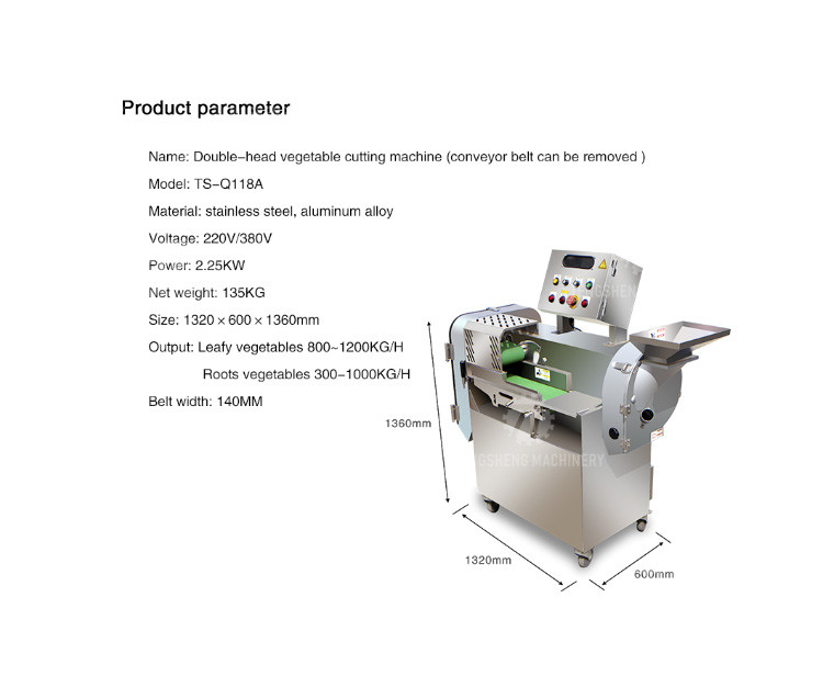 2.25kw 1000kg/h Large commercial multi-functional vegetable cutting machine Frequency control vegetable cutting machine