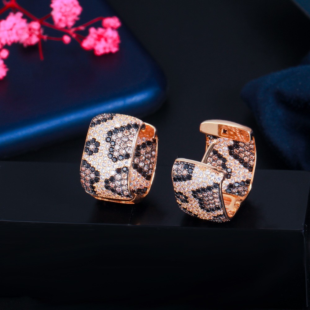Luxuries CZ Earrings for Women Gold Zirconia Zebra Earrings Brides Bridesmaid jewelry earrings necklace jewelry set