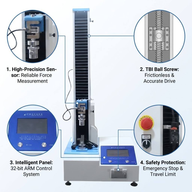 Industrial Electronic Single Column Tensile Strength Tester Computer Control Universal Testing Machine Factory Direct Price