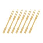 Eco Friendly Blunt End 10cm Disposable 2 Prong Bamboo Fruit Fork