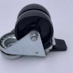 Dual-Wheel Black Nylon Caster Bolt Hole Swivel Brake 2 Inch