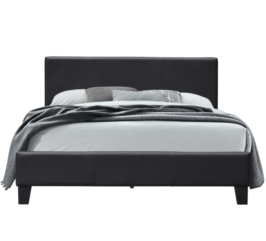 BSCI Black Faux Leather Upholstered Platform Bed With Headboard
