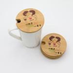Natural Color Decorative Bamboo Lids Wooden Mug Cover Glass Jar Drink Cup Lid