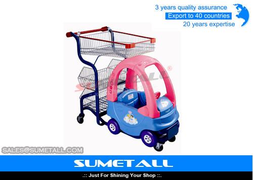 Popular Plastic Body Children Shopping Trolley With Child Car Seats For Grocery