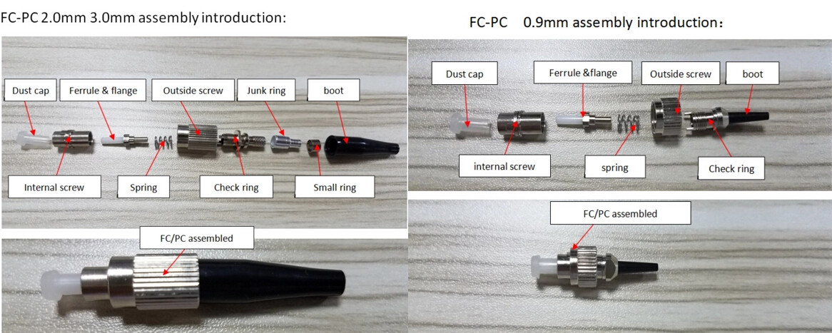 FC PC SM MM 3.0mm 2.0mm 0.9mm Fiber Patch Cord Connectors