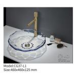 Modern Home Bathroom Glass Counter Top Sink Round Glass Wash Hand Basin