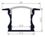 Recessed Mount LED Light Aluminium Profile 25 X 14.5mm RoHS