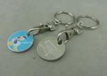 Promotional 2D Shopping Cart Coin Keychain , Iron Stamped Custom Metal Tokens