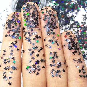 Wholesale Craft Occasion Polyester Star Glitter 2.5mm Shapes Holographic Black for Body Nail Art Resin Tumble Star Shapes from china suppliers