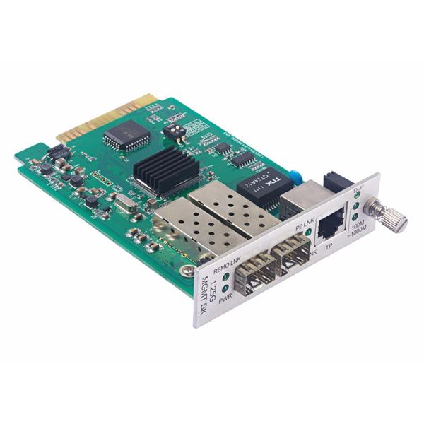 1x10/100/1000Base-T to 2x1000Base-X Media Converter Card with Fiber Protection