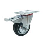 8inch Zinc Plated Diameter Black Rubber Furniture Industry Trolley Barrow Caster