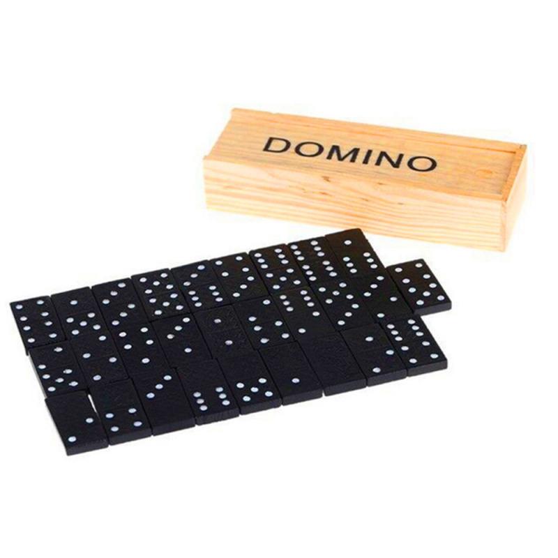 Travel Game 28Pcs Wooden Domino Blocks Board Early Education