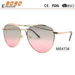 Women's fashionable sunglasses with metal frame, UV 400 Protection Lens
