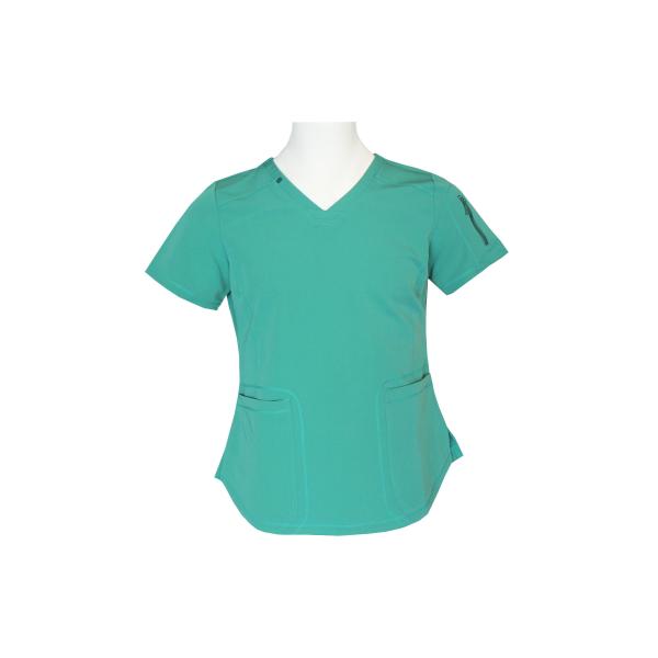 170 GSM Polyester 95% Spandex 5% 4 Way Stretch Scrubs With Zipper And Loop