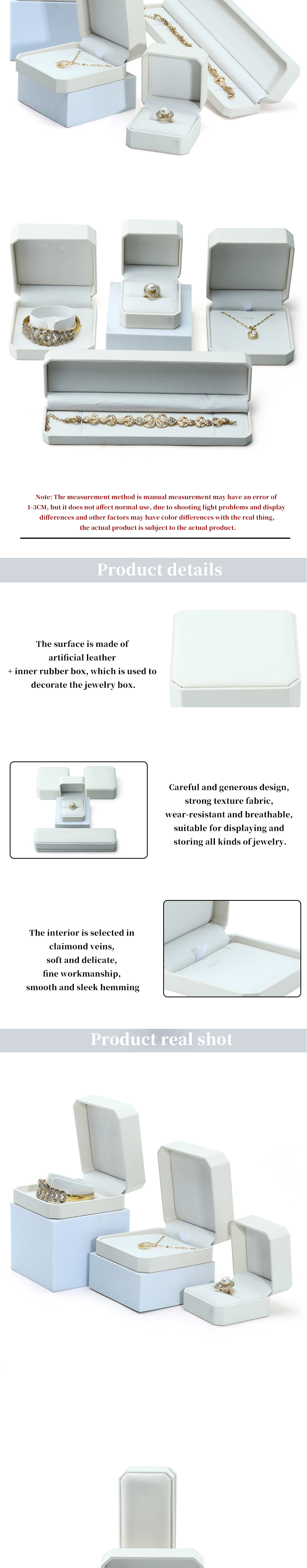 Hanhong Jewelry Package for Earrings Bracelet Storage Box in White Leather 10*10*5cm