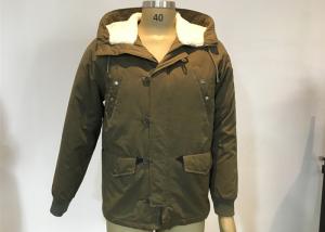 Wholesale Army Green Mens Medium Trench Coat Sherping Lined Cotton Filling Casual Hooded Jacket from china suppliers