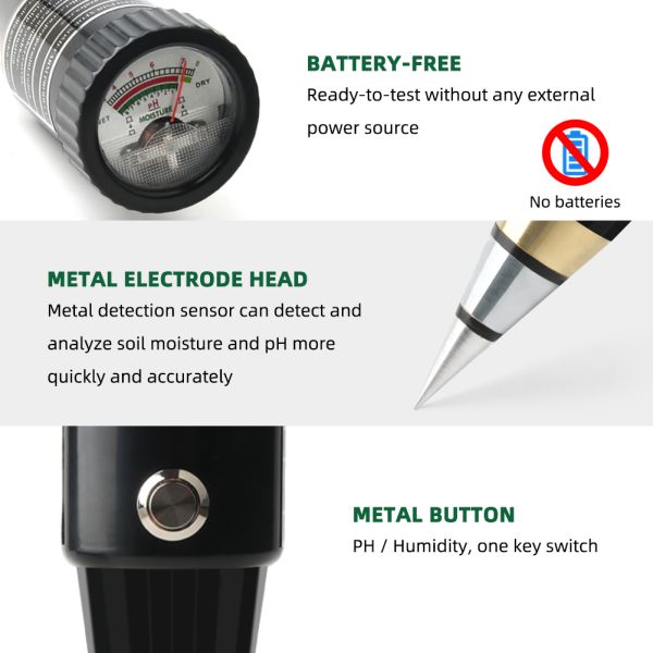 Portable Digital Handheld Soil PH Meter Tester , Soil PH Moisture Meter