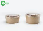 Food Grade Disposable Kraft Paper 50oz Round Salad Bowls With PP Flat White Lid
