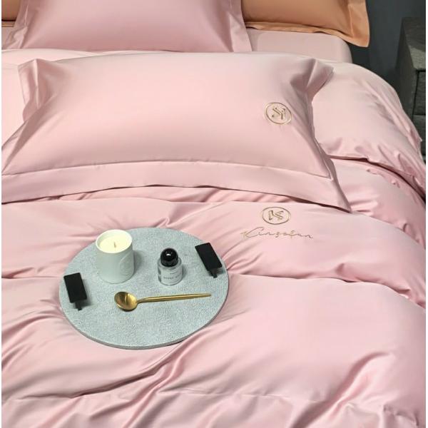 Breathable Organic 100 Bamboo Sheet Set Plain Dye Pink