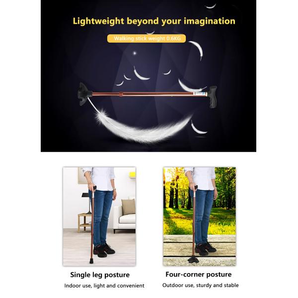 Aluminum Adjustable Walking Cane with LED Flashlight