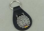 Germany Personalized Leather Key Chains , Zinc Alloy Antique Silver Soft Enamel