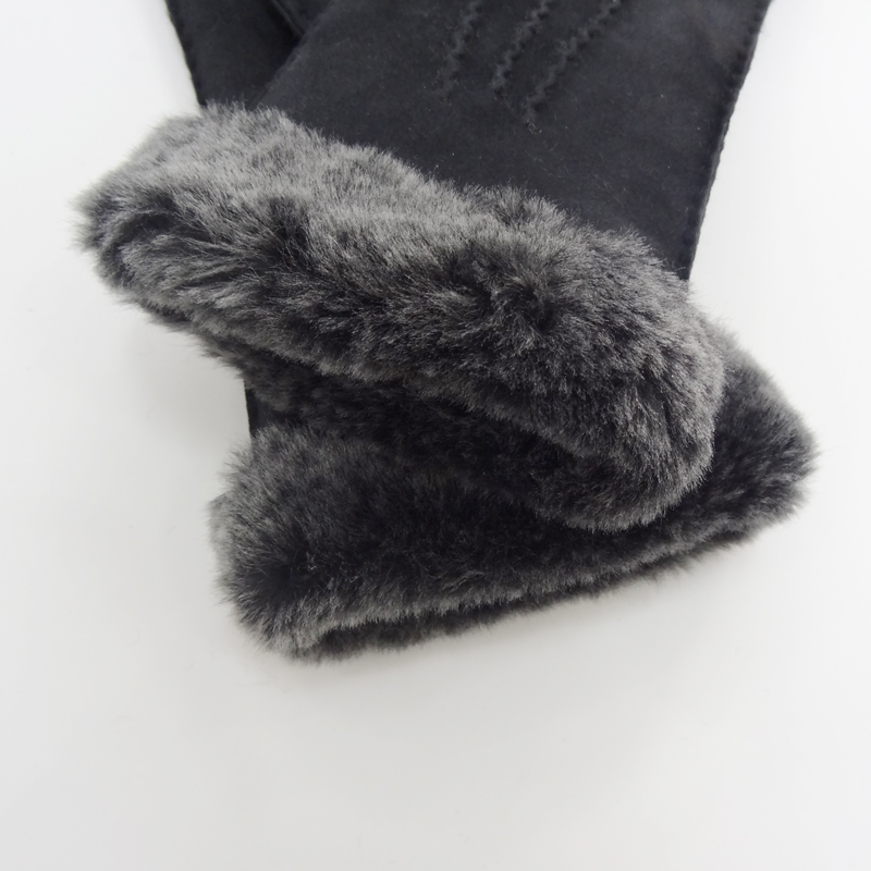 Fashion customized sheepskin touch screen gloves winter warm with fur cuff