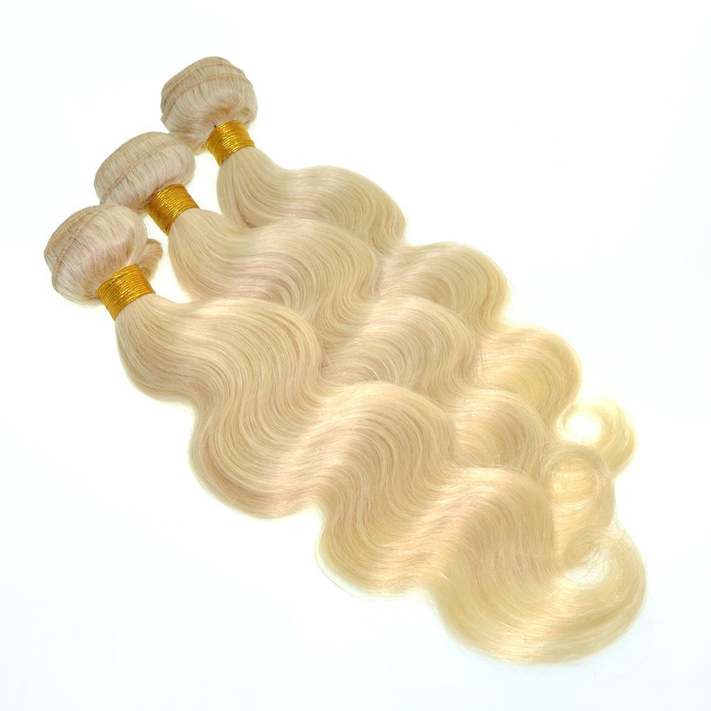 Double Weft No Shed Can Be Permed Aligned Cuticles Body Wave brazilian remy hair blonde