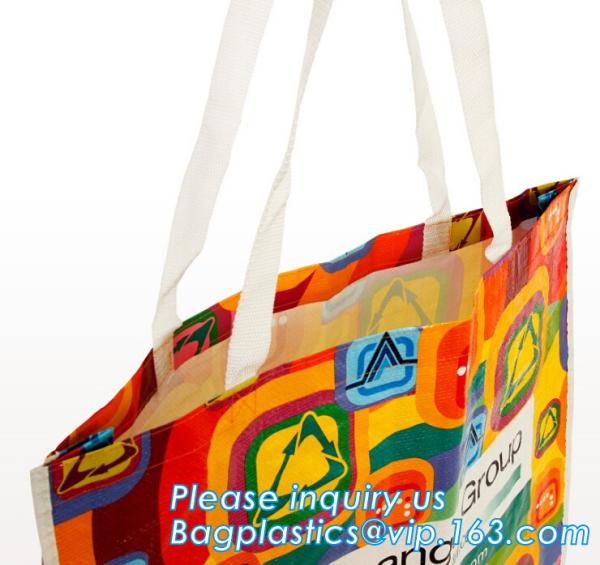 Reusable Eco Large PP Woven Shopping Grocery Tote Bag with Logo, Super quality