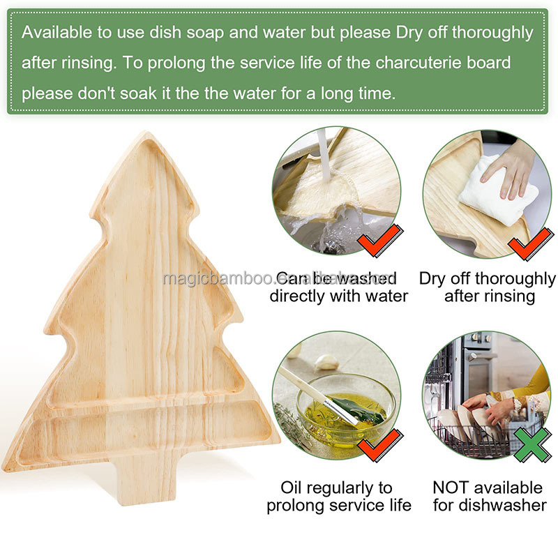 Unique Irregular Christmas Tree Charcuterie Board Set And Knives Made of Solid Bamboo