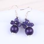 8MM Purple Cat Eye Handmade DIY Bead Dangle Flower Earring Unique Design Earring