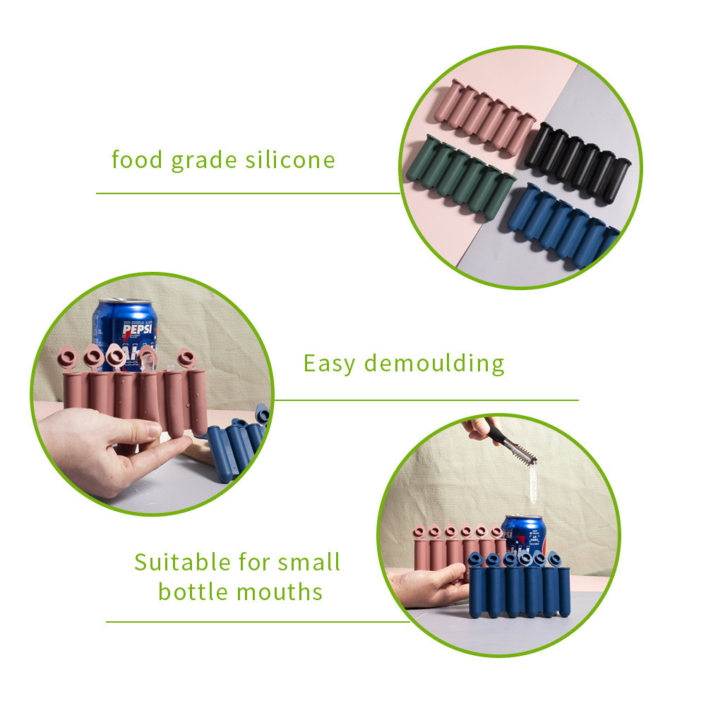 Easy Release Blue Silicone Mini Ice Cube Trays 6 Cavity Molds for Chilling Whiskey Cocktail Stackable Kitchen Accessories
