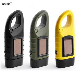 Wholesale Hand Cranked Solar LED Flashlight Rechargeable Emergency Mountaineering Buckle from china suppliers