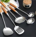 304 Stainless Steel Kitchen Utensil Set Spatula Pear Wood Cooking Spoon