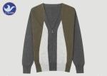 Zipper Up V Neck Mens Knit Cardigan Sweater Long Sleeves For Sport / Leasure